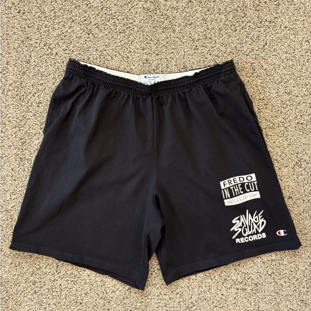 Savage Squad logo - Champion brand shorts. LIKE NEW CONDITION! XL Black.